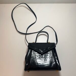 Vintage Frenchy of California Black Croc Embossed Leather Bag